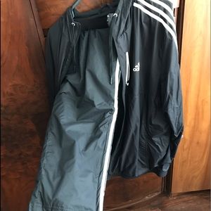 Adidas wind breaker track suit with hood